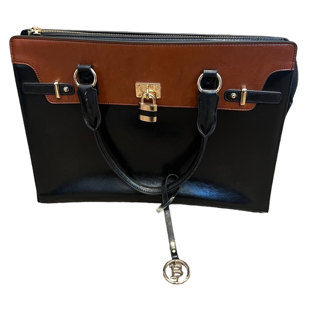 Bostanten Leather Color Block Laptop Bag